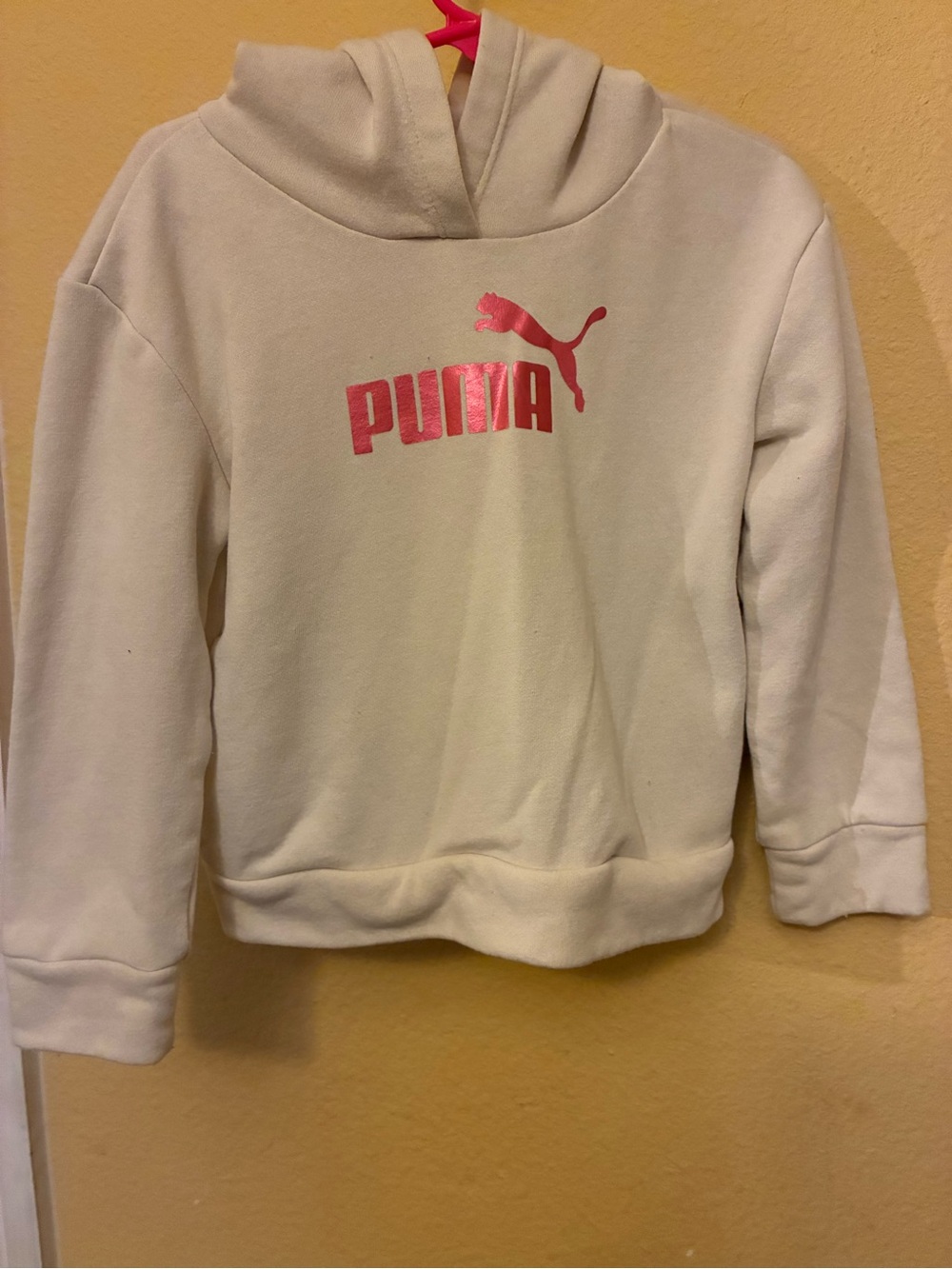 Puma Cream Hoodie with Pink Logo
